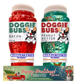 Bubbletastic holiday dog bubbles gift pack bacon-peanut-butter setup promotes active play and scent exploration.