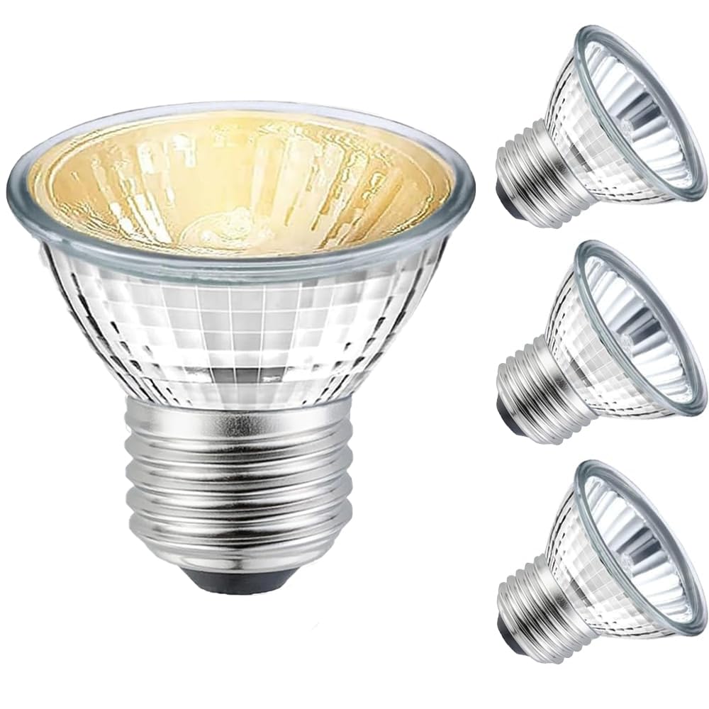 BUBYVV 4-pack UVB/UVA reptile bulbs for turtles provide basking-area illumination.