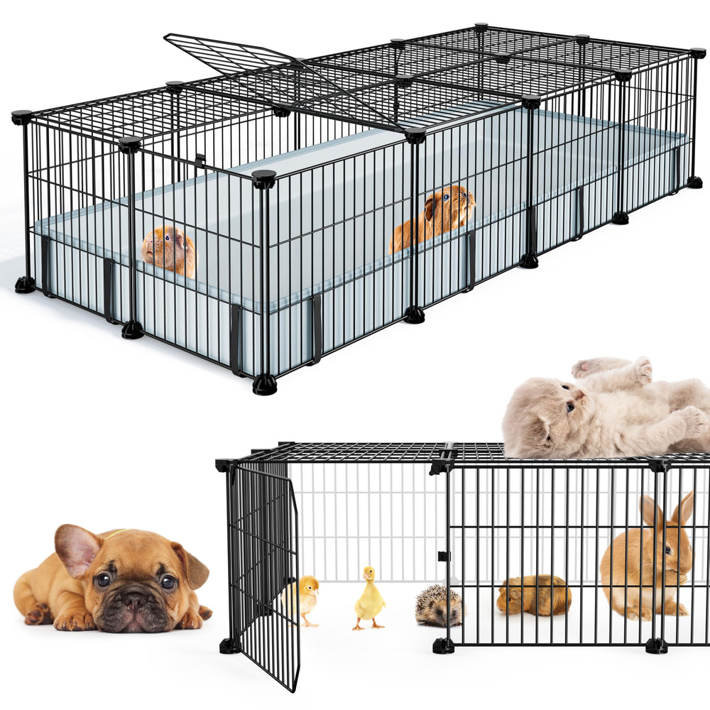 BUCATSTATE guinea pig cage assembled with top cover for safe indoor play