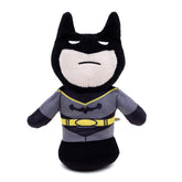 Buckle-Down Batman pose plush dog toy offers durable squeak for interactive play.