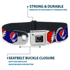 Buckledown SeatBelt Dog Collar repeating artwork closeup emphasizes vibrant design.