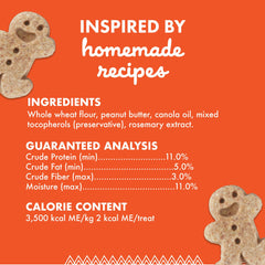 Buddy Biscuits Peanut Butter flavor close-up highlights dog-friendly snack appeal.
