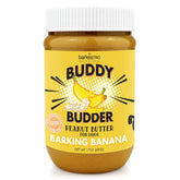 BUDDY BUDDER Barkin' Banana frasco 17oz para perros, mantequilla de maní natural y sabrosa