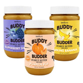 Buddy Budder Superberry Snoot PB jar—a dog-safe treat for enrichment toys.