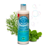 Buddy Wash 2-in-1 dog shampoo bottle ready for bath
