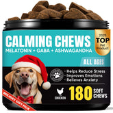 BuddyCheer Calming Chews tub front with packaging signaling fast-acting dog anxiety relief.