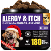 BuddyCheer dog allergy chews bottle-front shows convenient itch relief option