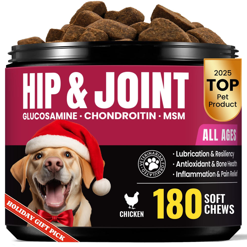 BuddyCheer glucosamine dog joint chews 180ct bottle supports mobility and comfort for aging joints