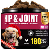 BuddyCheer glucosamine dog joint chews 180ct bottle supports mobility and comfort for aging joints