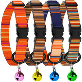 BUDKAS 4pc breakaway cat collars striped pack for stylish safety during daily adventures