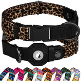 BUDKAS AirTag dog-collar leopard pattern for stylish tracking and secure fit