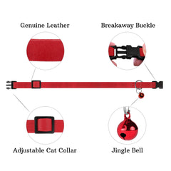 BUDKAS Breakaway Cat Collar Leather Denim with Removable Bell blends fashion and security.