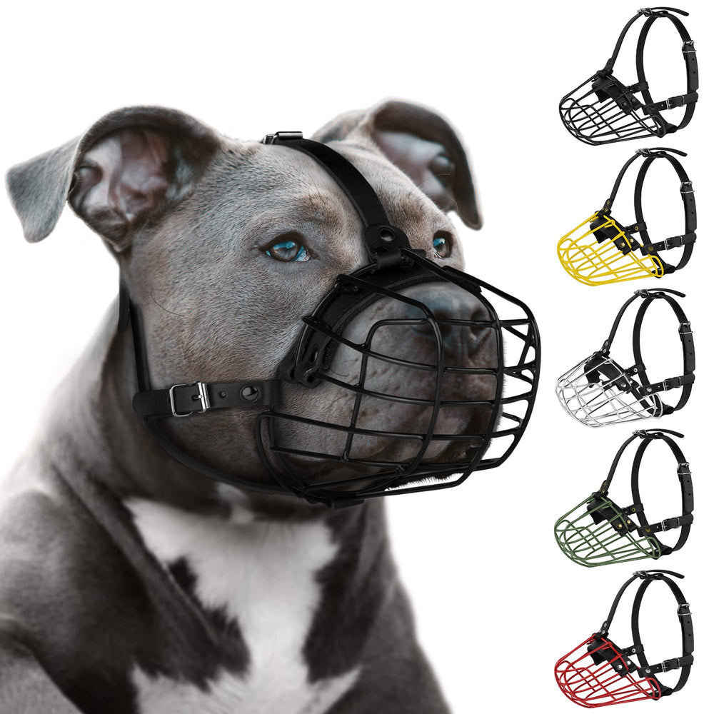 BUDKAS Pitbull Muzzle metal mask for secure protection on large dogs during walks