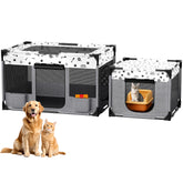 BUFOR portable cat playpen setup shows a secure closed entrance for indoor or outdoor fun.