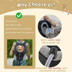 Multi-pocket design of adjustable dog backpack carrier with zippered compartments for essentials