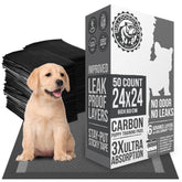 Bulldogology puppy pads 24x24 layout show 50-count package for house training.