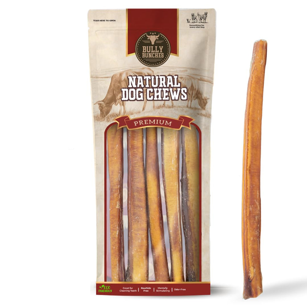 Bully Bunches 12in thick bully stick for medium to large dogs, long-lasting chew