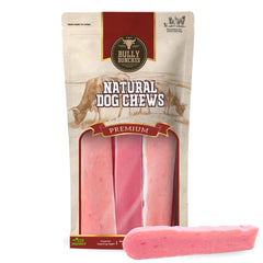 Bully Bunches Yak Chew medium strawberry dense texture for long-lasting enjoyment.