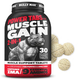 Bully Max Power Tabs packaging shows comprehensive canine nutrition and muscle support.