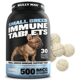 Bully Max Small Breed Immune Tablets open bottle ready-to-use immune support for puppies.
