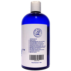 The Bully Company bully shampoo label detail emphasizes natural ingredients and US-made quality.