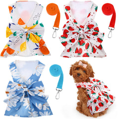 Bulyoou dog harness dress red strawberry closeup for stylish daily outings.