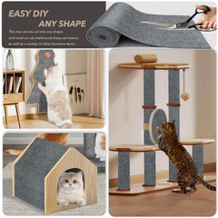 Bumaigo scratching mat trimmed to fit round corners and stairs.