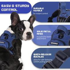 BUMBIN large back-clip on denim harness for casual walking and jogging without pulling