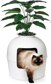 Bundle & Bliss Secret Litter Box hides litter with decorative planter for privacy.