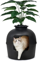 Bundle & Bliss Secret Litter Box matte black exterior hides the litter box and blends with decor.