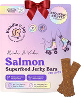 Bundle x Joy Ride Vibe Salmon Jerky bag front showing grain-free and USA-made treats