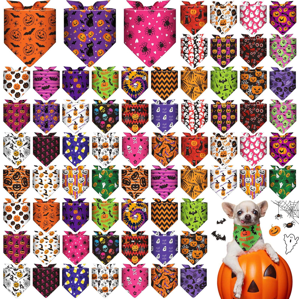 Bunnycool 72-pcs dog bandanas bulk pack in multicolor, ideal as photo props.
