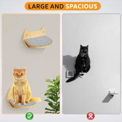 BUOGA Cat Wall Shelves birch wood detail emphasizes durable scratch-resistant finish.