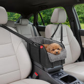 BurgeonNest center console car seat front view illustrates secure armrest mounting for stable SUV trips