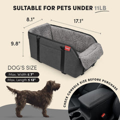 BurgeonNest center console car seat side view shows dual straps for anti-slip stability