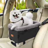 BurgeonNest center console dog car seat provides snug travel for small dogs