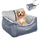 BurgeonNest dog car seat front view grey highlights secure fit and comfort for small dogs.