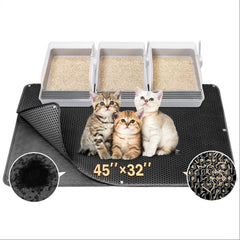 BurgeonNest 45x32 litter mat full view showing large coverage for multiple litter boxes