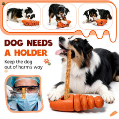 BURIESUR bully stick holder wide ends enable easy dog grip during chewing