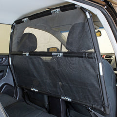 Bushwhacker Deluxe dog barrier front view showing secure backseat safety