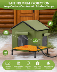 Butifoc heated outdoor cat house highlights warm heating pad for cozy warmth.