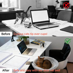 ButtonwoodNest cat desk bed faux rabbit fur delivers warm, luxurious nap spot