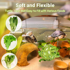 BUYBYLOV Turtle Feeder Ball in tank in action promotes natural activity