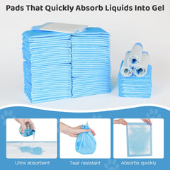 Buyockss Disposable Puppy Training Pads PE backing guards against leaks on any floor