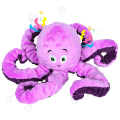 BUYPOW Dog Squeaky Octopus Toy purple head view for engaging chew time.