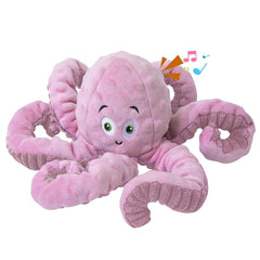 BUYPOW Dog Squeaky Toy Octopus pink front view promotes interactive play and mental stimulation.
