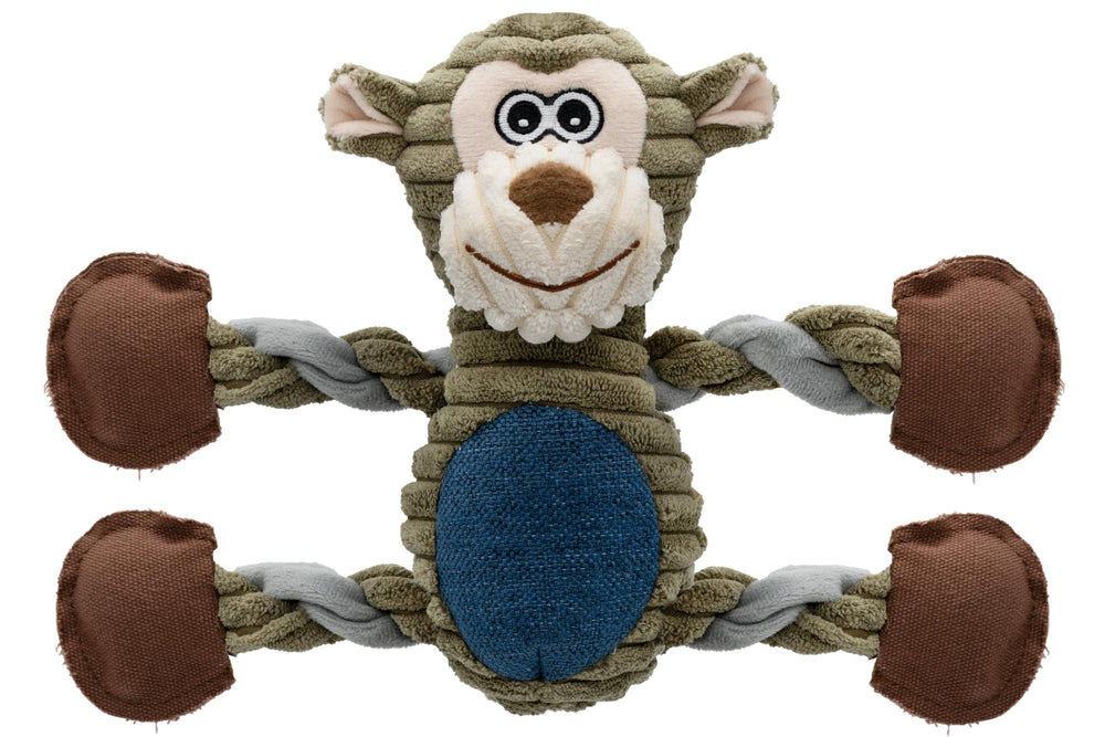 BUYPOW Monkey plush squeaky dog toy engages dogs during play