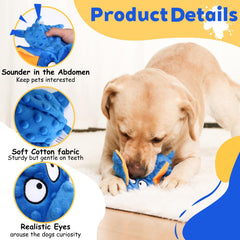 BVLJOY elephant squeaky toy blue ears-squeaker close-up emphasizes varied sounds for stimulation.