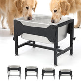 BWOGUE 3 Gal elevated water bowl on stand, durable for large dogs.