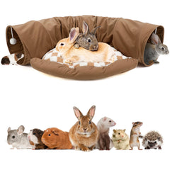 BWOGUE Bunny Tunnel Bed coffee front view, cozy hideout for small pets.